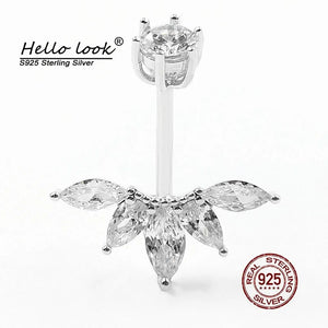Maple Leaf Zircon Navel Piercing 925 Silver Belly Ring for Women