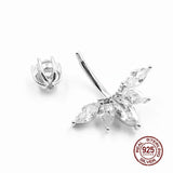 Maple Leaf Zircon Navel Piercing 925 Silver Belly Ring for Women