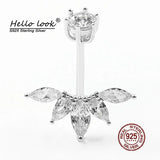 Maple Leaf Zircon Navel Piercing 925 Silver Belly Ring for Women