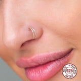 Double Circle Nose Ring 925 Sterling Silver Body Jewelry
