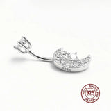 Moon Zircon Charms Belly Button Piercing 925 Sterling Silver
