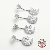 Moon Zircon Charms Belly Button Piercing 925 Sterling Silver
