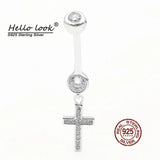 925 Silver Cross Pendant Belly Button Ring Sexy Navel Piercing