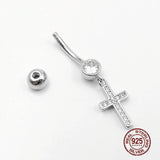 925 Silver Cross Pendant Belly Button Ring Sexy Navel Piercing