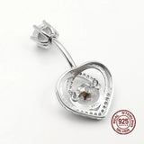 925 Silver Heart Belly Button Ring with Zircon