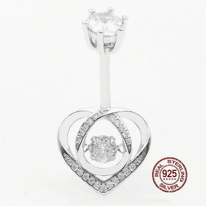 925 Silver Heart Belly Button Ring with Zircon