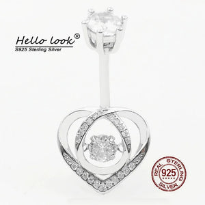 925 Silver Heart Belly Button Ring with Zircon