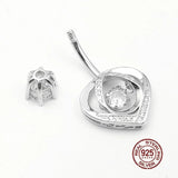 925 Silver Heart Belly Button Ring with Zircon