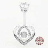 925 Silver Heart Belly Button Ring with Zircon