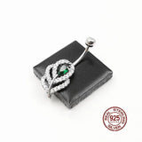 Green Zircon Belly Button Ring 925 Sterling Silver Navel Piercing