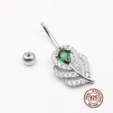 Green Zircon Belly Button Ring 925 Sterling Silver Navel Piercing