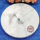 Green Zircon Belly Button Ring 925 Sterling Silver Navel Piercing