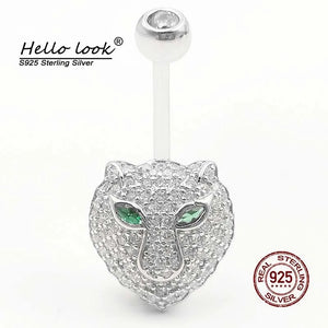 Tiger Head Belly Button Piercing 925 Sterling Silver Navel Belly Piercing