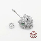Tiger Head Belly Button Piercing 925 Sterling Silver Navel Belly Piercing