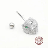 Tiger Head Belly Button Piercing 925 Sterling Silver Navel Belly Piercing