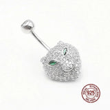 Tiger Head Belly Button Piercing 925 Sterling Silver Navel Belly Piercing