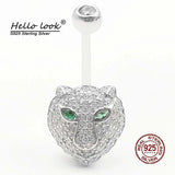 Tiger Head Belly Button Piercing 925 Sterling Silver Navel Belly Piercing