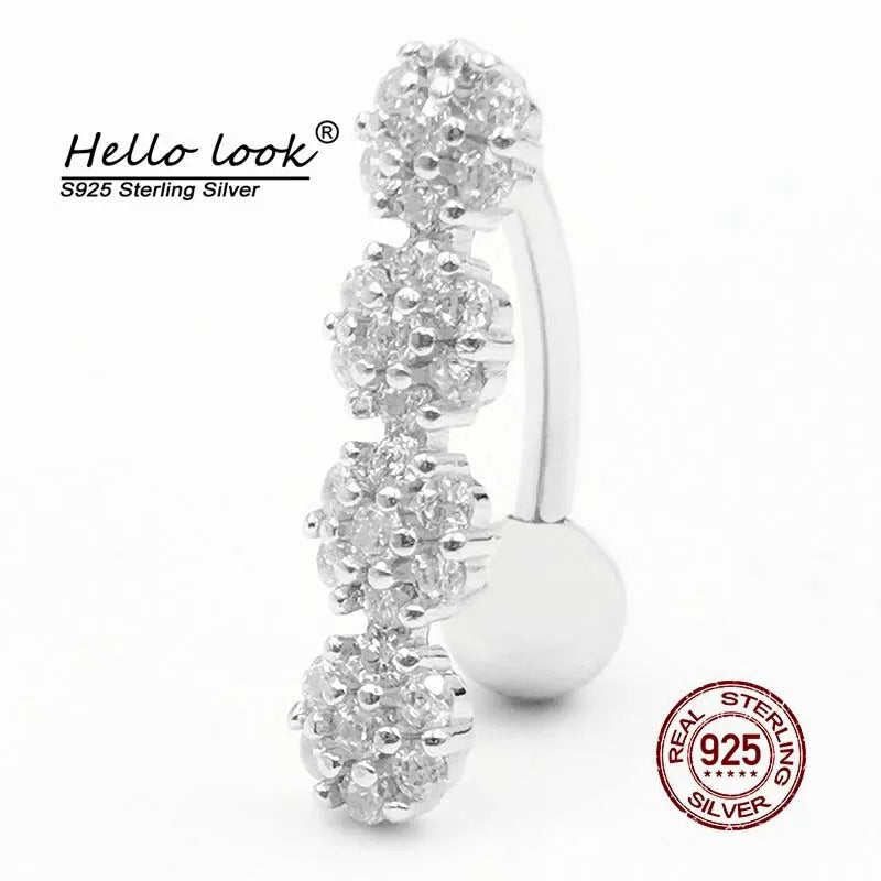 925 Silver Belly Button Ring Zircon Navel Piercing
