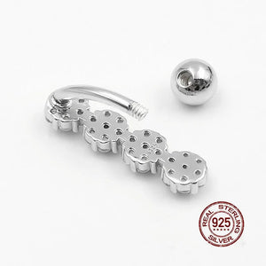 925 Silver Belly Button Ring Zircon Navel Piercing