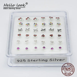 925 Silver Nose Ring Set Septum Nostril Body Jewelry