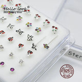925 Silver Nose Ring Set Septum Nostril Body Jewelry