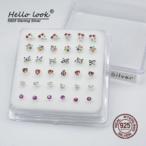 925 Silver Nose Ring Set Septum Nostril Body Jewelry