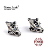 Punk Animal Skull Stud Earrings 925 Sterling Silver Ear Studs