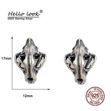 Punk Animal Skull Stud Earrings 925 Sterling Silver Ear Studs