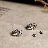 Punk Animal Skull Stud Earrings 925 Sterling Silver Ear Studs