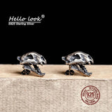 Punk Animal Skull Stud Earrings 925 Sterling Silver Ear Studs