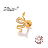 Punk Snake Ear Cartilage Nails 925 Sterling Silver Tragus Piercing Stud Earrings