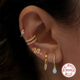 Punk Snake Ear Cartilage Nails 925 Sterling Silver Tragus Piercing Stud Earrings