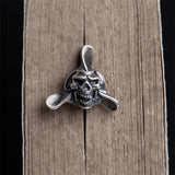 Punk Style Aircraft Head Brooch 925 Sterling Silver Skull Collar Pin