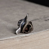 Punk Style Aircraft Head Brooch 925 Sterling Silver Skull Collar Pin