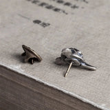 Punk Style Aircraft Head Brooch 925 Sterling Silver Skull Collar Pin