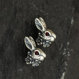 Rabbit Head Stud Earrings 925 Silver Punk Vintage Animal Piercing Jewelry