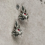Rabbit Head Stud Earrings 925 Silver Punk Vintage Animal Piercing Jewelry