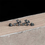 925 Silver Cross Stud Earrings Unisex Piercing Silver Stud Earring