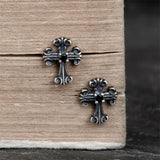 925 Silver Cross Stud Earrings Unisex Piercing Silver Stud Earring