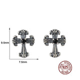 925 Silver Cross Stud Earrings Unisex Piercing Silver Stud Earring