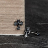 925 Silver Cross Stud Earrings Unisex Piercing Silver Stud Earring