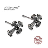 925 Silver Cross Stud Earrings Unisex Piercing Silver Stud Earring