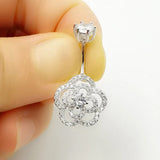 925 Silver Rose Flower Belly Button Ring Zircon Navel Jewelry