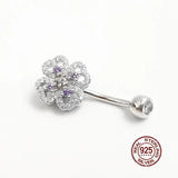 Rotating Zircon Belly Button Piercing 925 Sterling Silver Navel Belly Piercing
