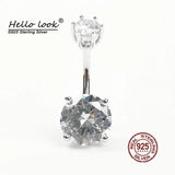 Zircon Navel Piercing 925 Sterling Silver Belly Ring for Women