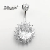 Sexy Navel Piercing 925 Sterling Silver Belly Button Ring Purple Crystal