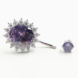 Sexy Navel Piercing 925 Sterling Silver Belly Button Ring Purple Crystal