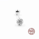 Crystal Ball Tongue Ring Nails 925 Silver Lip Studs