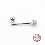 Crystal Ball Tongue Ring Nails 925 Silver Lip Studs