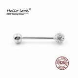 Crystal Ball Tongue Ring Nails 925 Silver Lip Studs